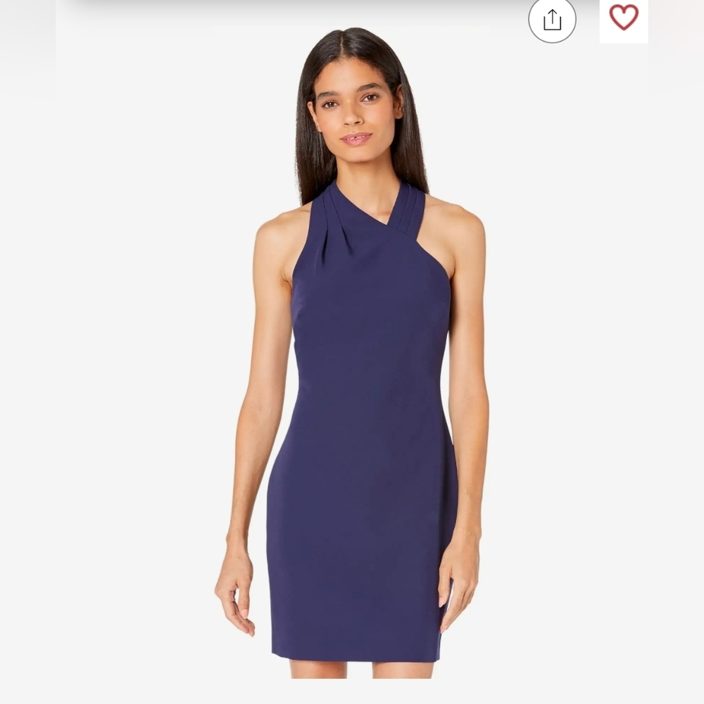 Milly Ellia Cady Asymmetrical Neck Dress NWT Size 4 Navy